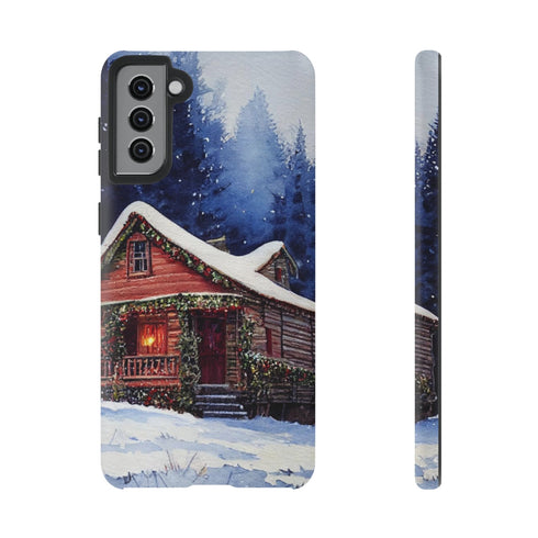 Cozy Christmas Cabin in the Snow - Impact Resistant Phone Case Samsung Galaxy S21 Plus Matte